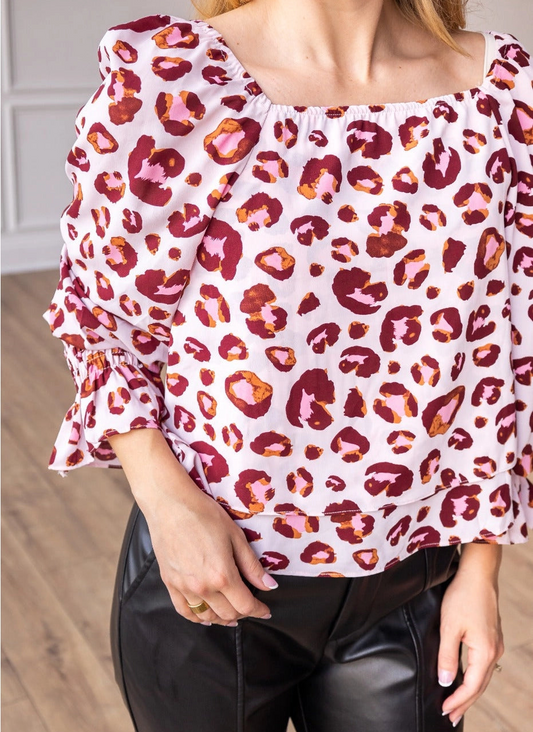 Evie Off-Shoulder Leopard Print Top