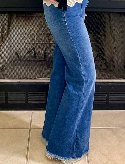 Henley High-Waisted Wide-Leg Jeans