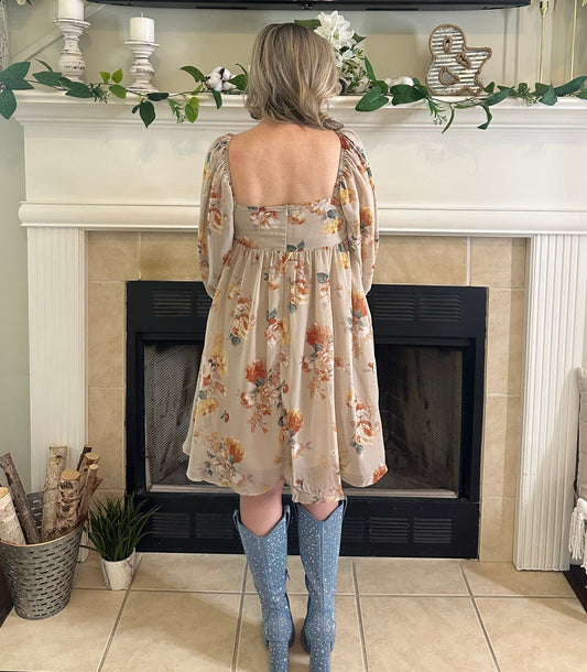 Indy Floral Chiffon Babydoll Dress