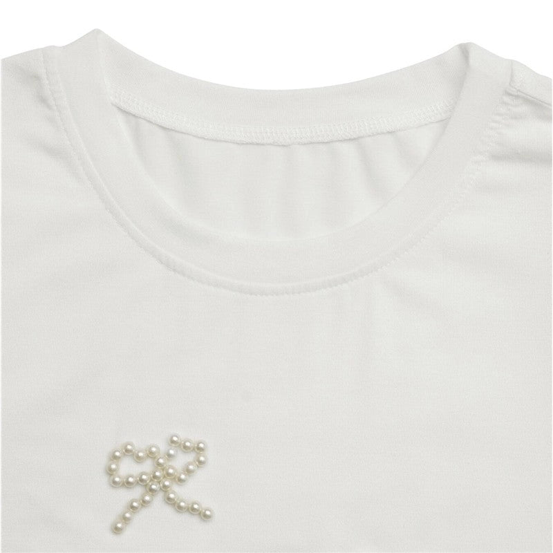 Beaded Bowknot Bishop Sleeve Top is a chic and feminine addition to your wardrobe. this top offers a soft and stretchy fit for all-day comfort. Featuring a round neckline and delicate bishop sleeves.