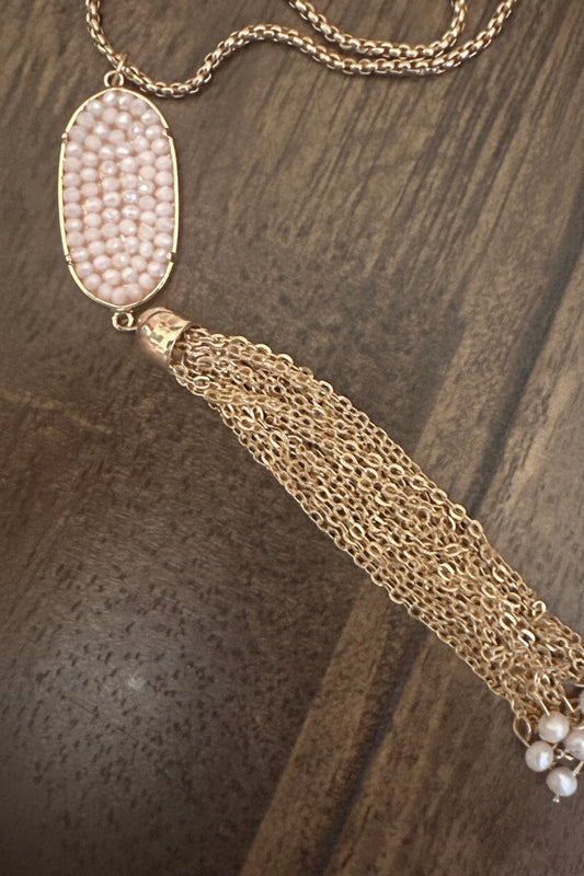Graceful Gold Tassel Pendant Necklace
