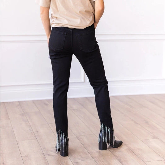 Fringe Accent Skinny Pants.