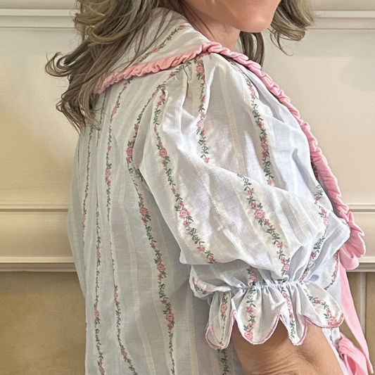 Reagan Sailor-Collar Cropped Blouse