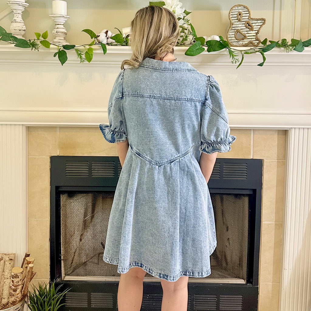 London Denim Ruffled Dress
