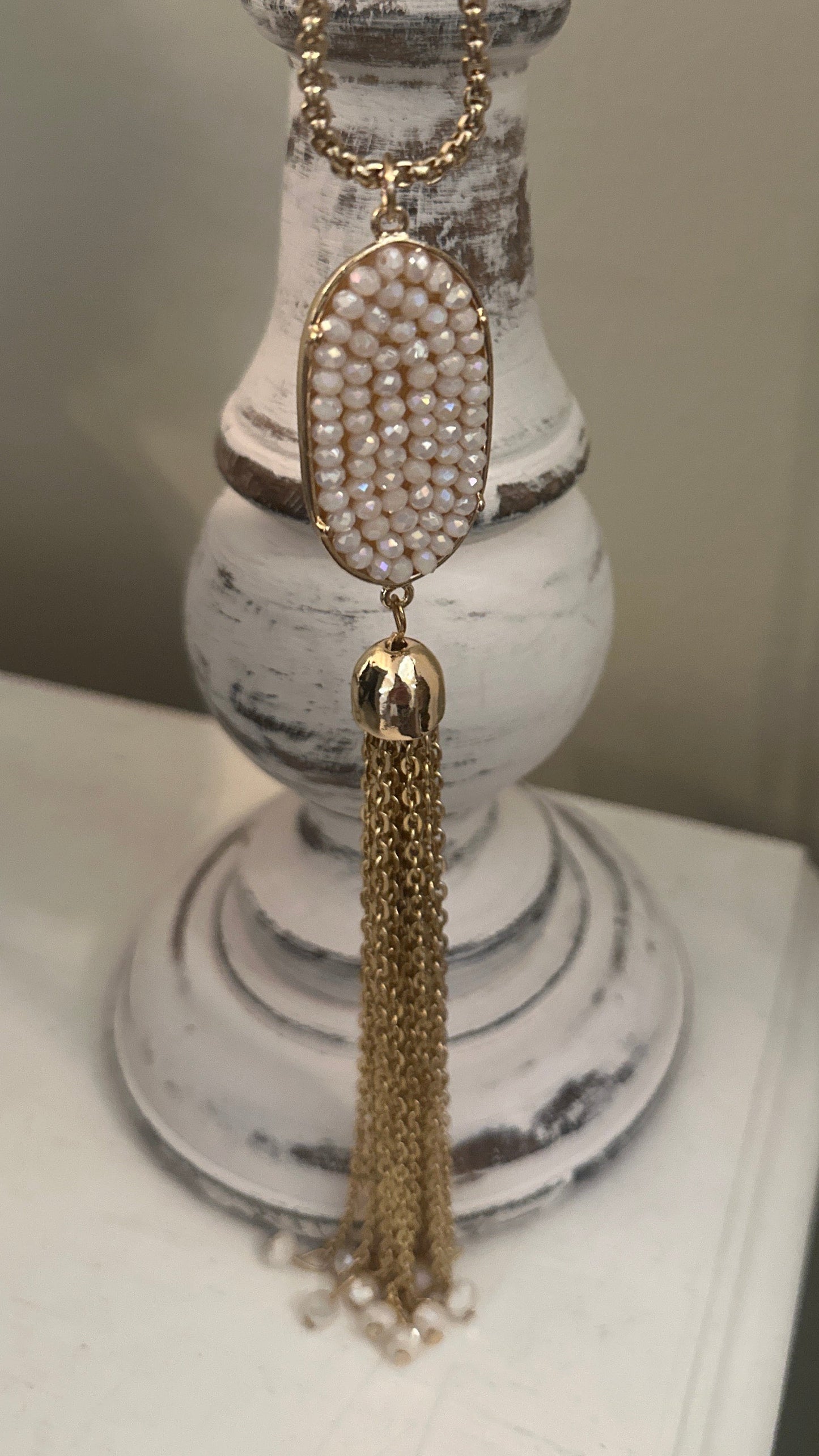 Graceful Gold Tassel Pendant Necklace