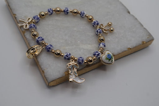 Blue Western Belle Charm Bracelet