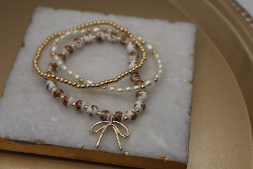 Whimsical Bow Multi-Layered Bracelet Set