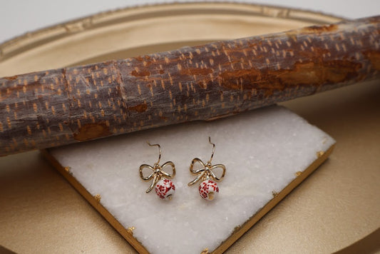 Cherry Blossom Bow Dangle Earrings