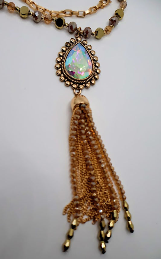 Prismatic Elegance Tassel Necklace
