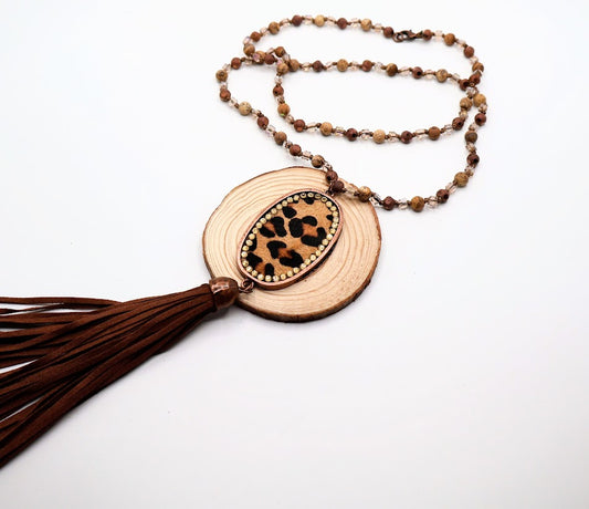 Leopard Luxe Tassel Necklace