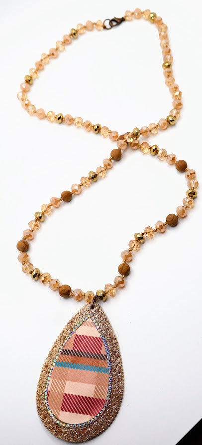 Chic Plaid Pendant Necklace