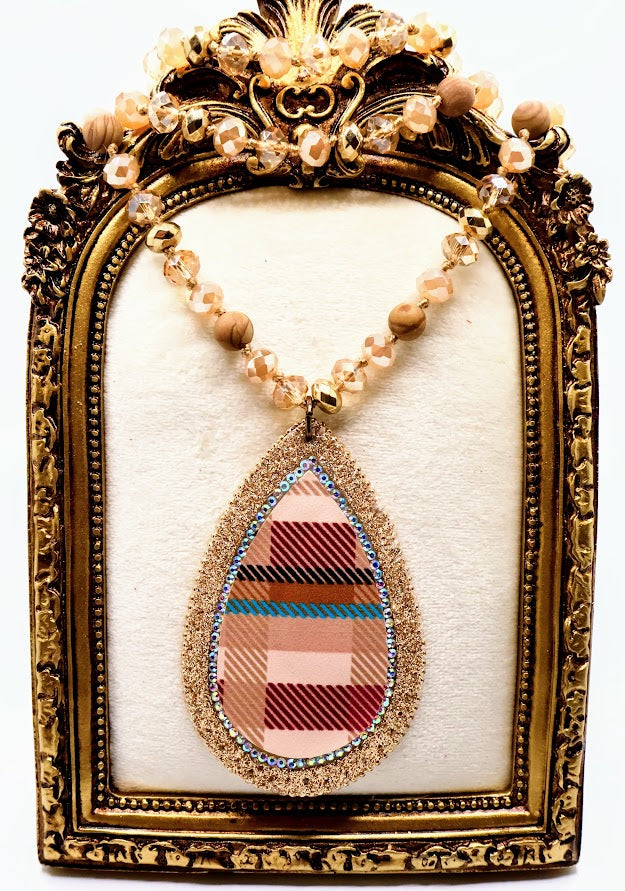 Chic Plaid Pendant Necklace