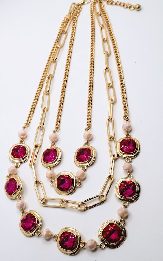 Ruby Radiance Layered Necklace