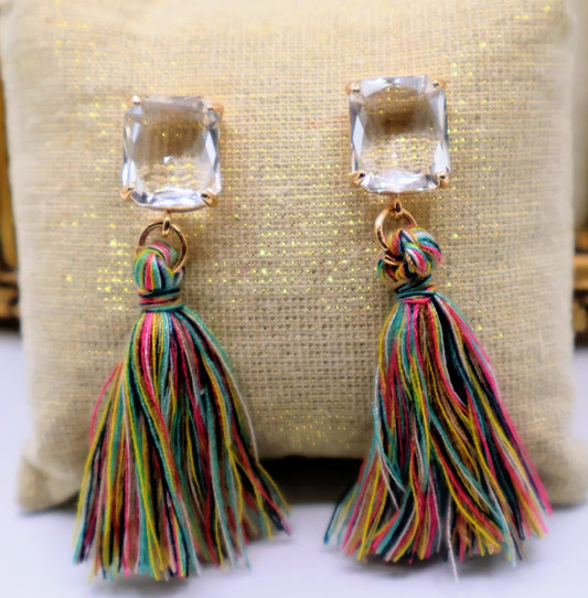 Rainbow Dazzle Tassel Earrings