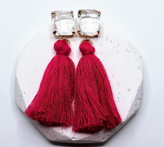 Pink Flutter Tassel Earrings