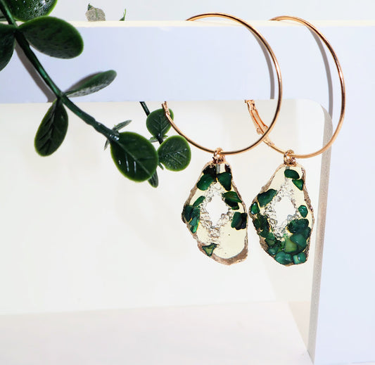 Emerald Veil Hoop Earrings