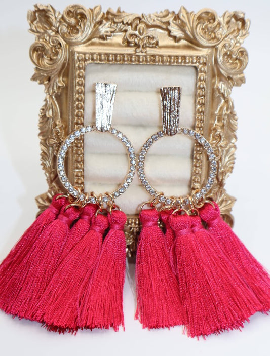 Hot Pink Radiance Tassel Earrings