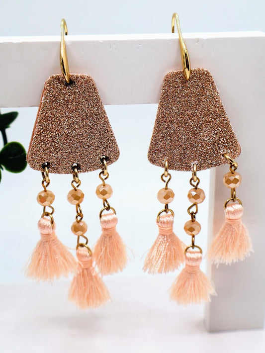 Shimmering Blush Tassel Earrings.