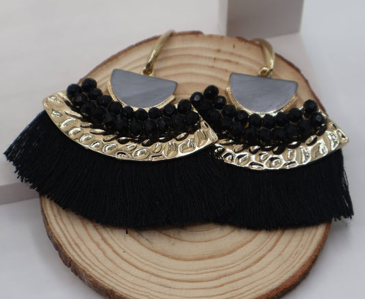 Midnight Fringe Fan Earrings