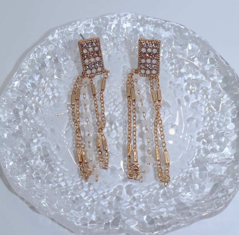 Golden Glamour Fringe Earrings