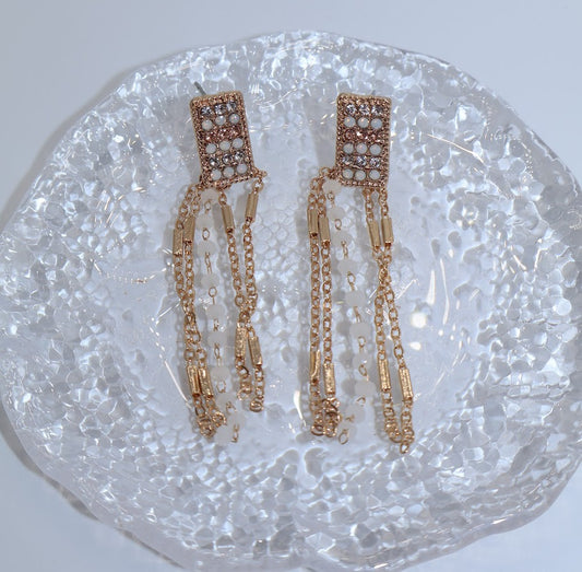 Golden Glamour Fringe Earrings