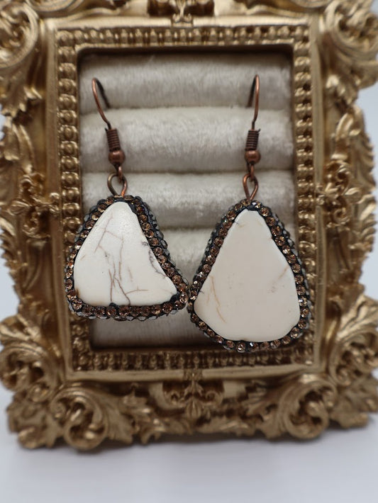 Rock Solid Cream Stone Drop Earrings