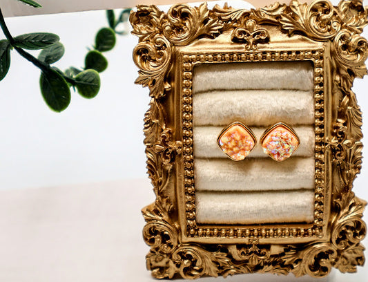 Peach Luna Crest Studs