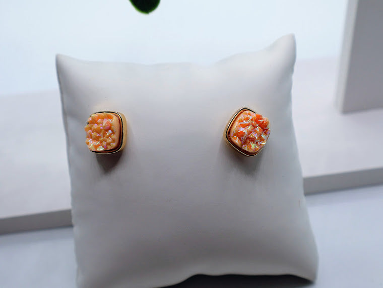 Peach Luna Crest Studs