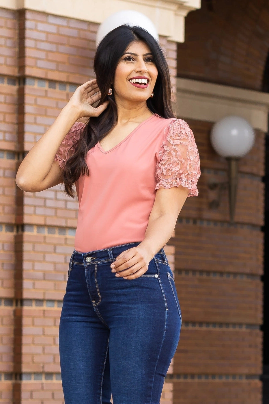 Lace Sleeve Bodysuit is a stunning piece that combines comfort and elegance. Featuring delicate lace puff sleeves and a flattering V-neckline.