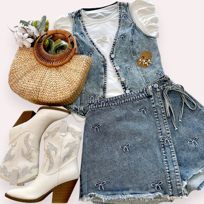 Wrenlee Denim Wrap Skort