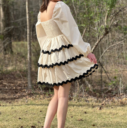 Elle Tiered Ric-Rac Mini Dress