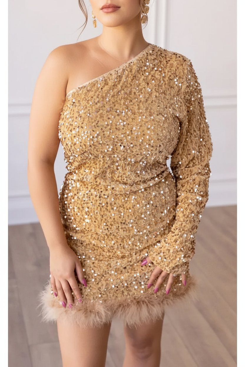 Emily Sequin Mini Dress- Gold