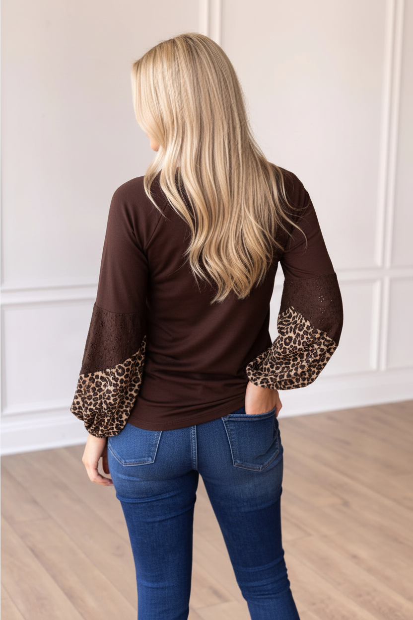 Ava Leopard Sleeve Top