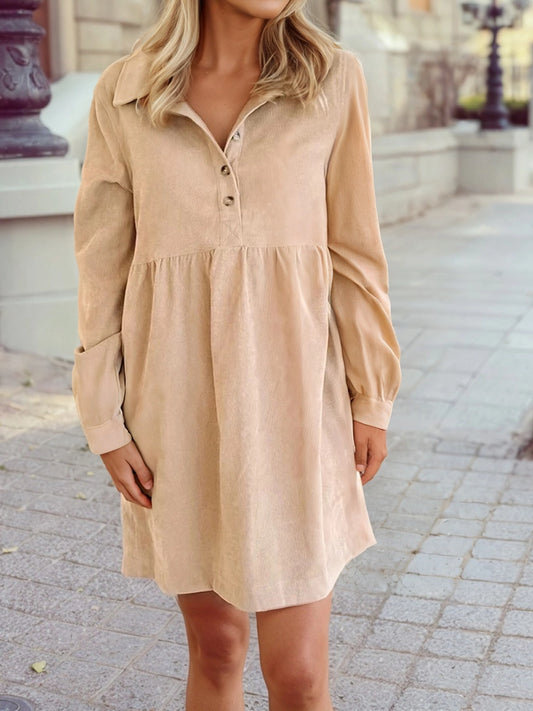 Oatmeal Corduroy Shirt Dress.