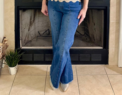 Henley High-Waisted Wide-Leg Jeans