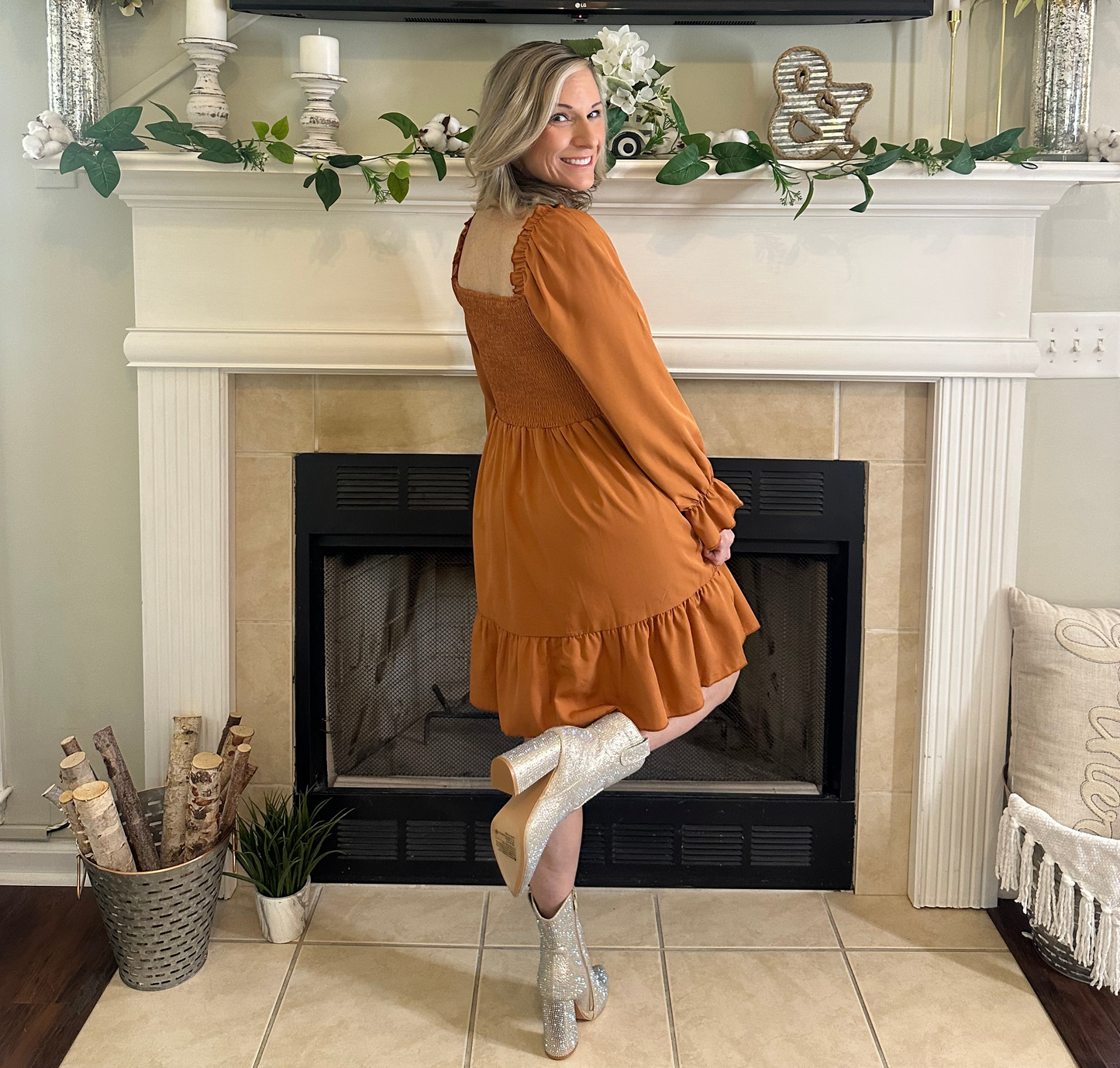 Carly Smocked Ruffle Dress