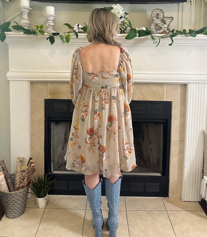 Indy Floral Chiffon Babydoll Dress