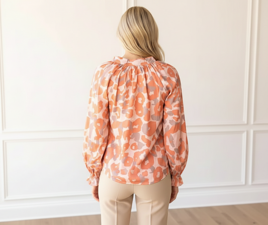 Coral Leopard Blouse