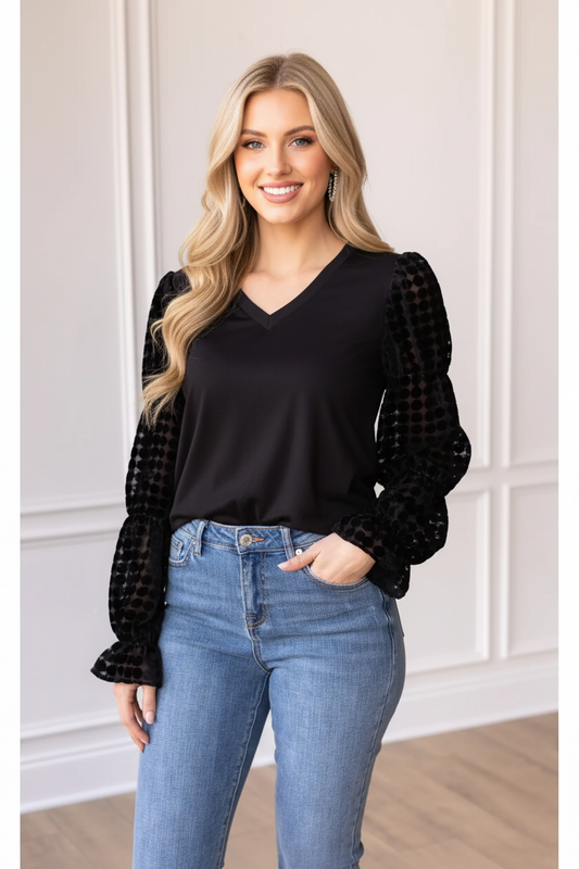 Emma Dot Sleeve Top