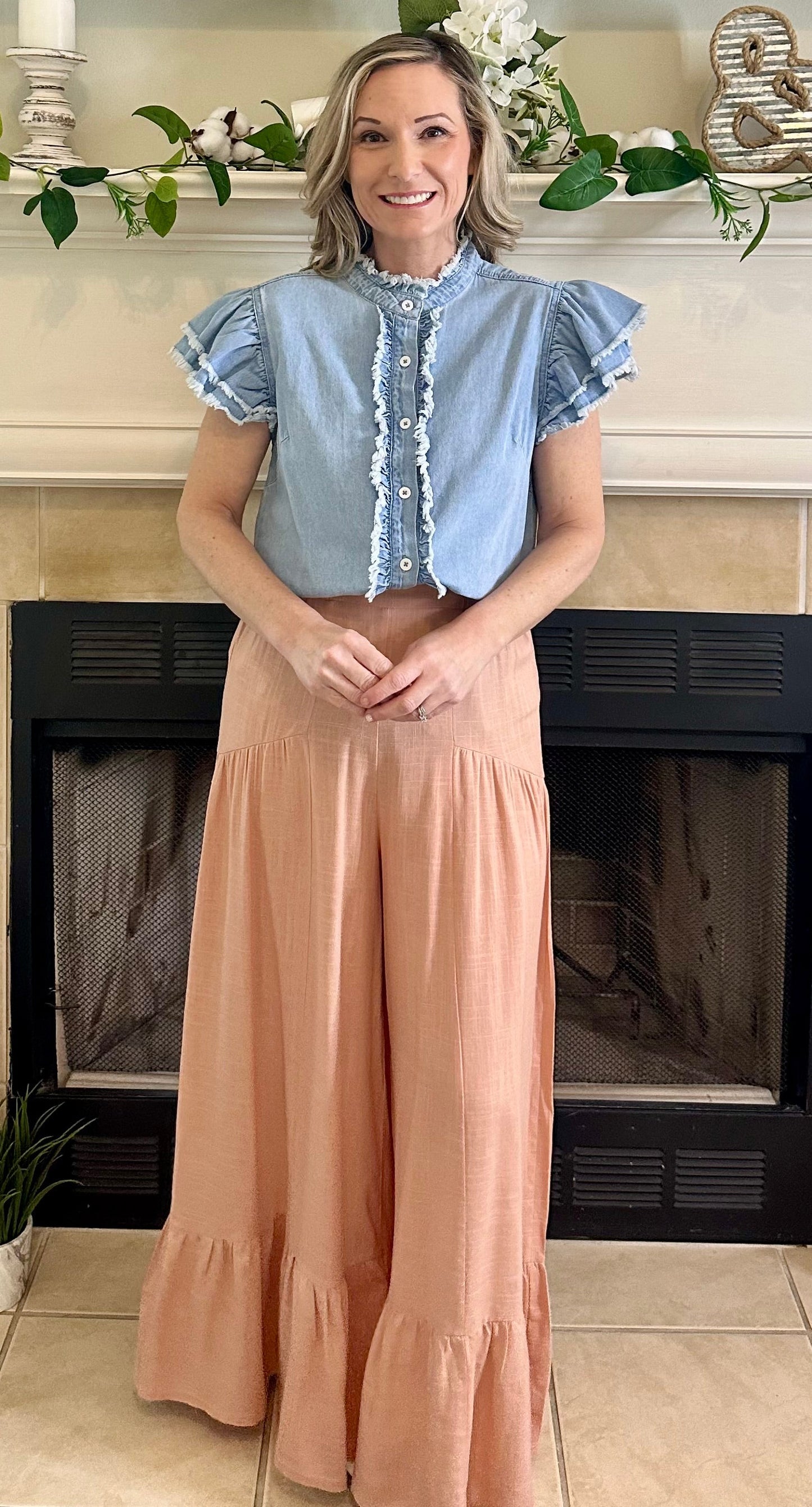 Madilynn Wide-Leg Ruffle Pants