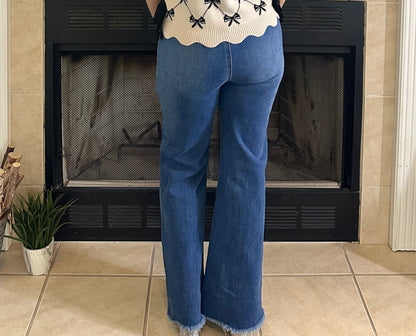 Henley High-Waisted Wide-Leg Jeans