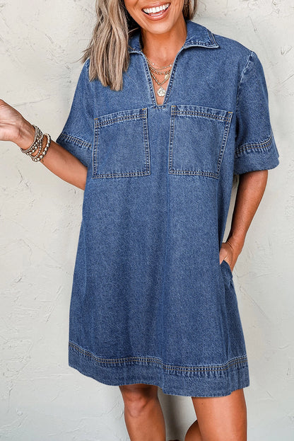 Relaxed Denim Dress is the epitome of effortless style and comfort. Designed with a breezy, laid-back fit, this short-sleeve dress is perfect for casual days.