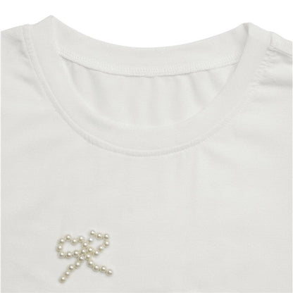 Beaded Bowknot Bishop Sleeve Top is a chic and feminine addition to your wardrobe. this top offers a soft and stretchy fit for all-day comfort. Featuring a round neckline and delicate bishop sleeves.