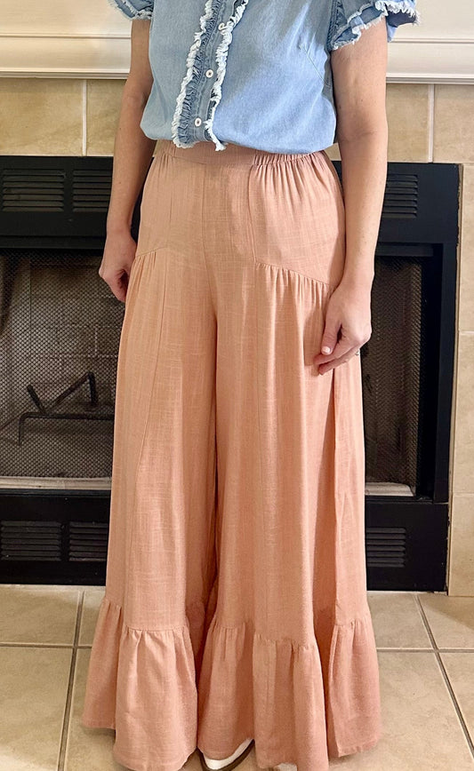 Madilynn Wide-Leg Ruffle Pants
