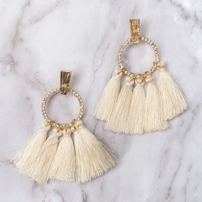 Ivory Luxe Tassel Earrings