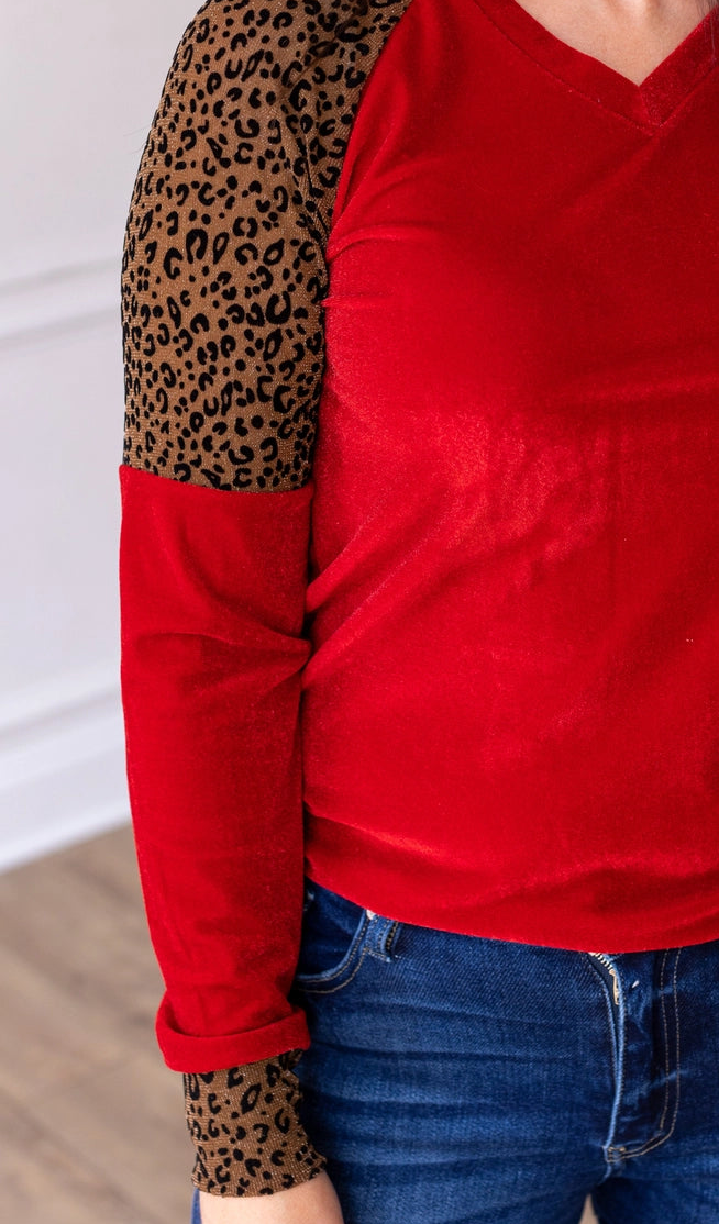 Ariana Red Velvet Top