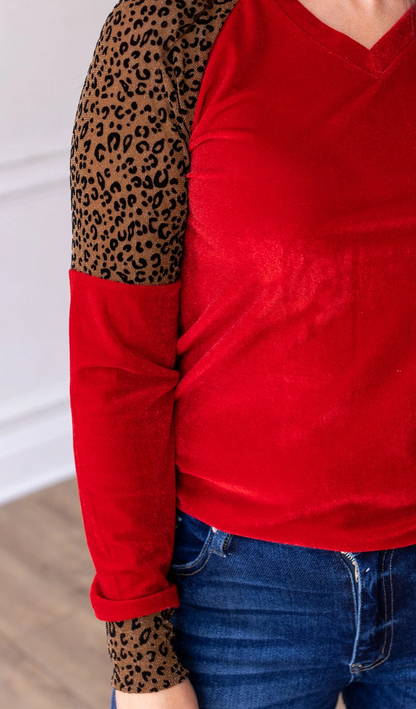 Ariana Red Velvet Top