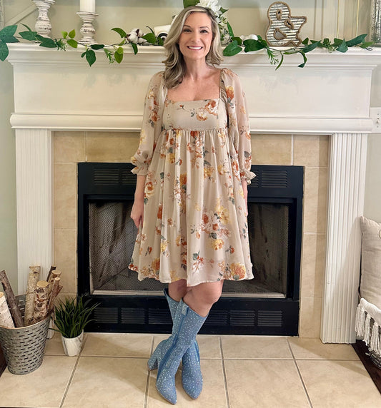 Indy Floral Chiffon Babydoll Dress