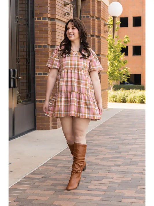 Blush Plaid Daydream Dress