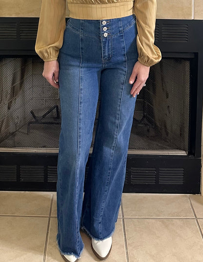 Henley High-Waisted Wide-Leg Jeans